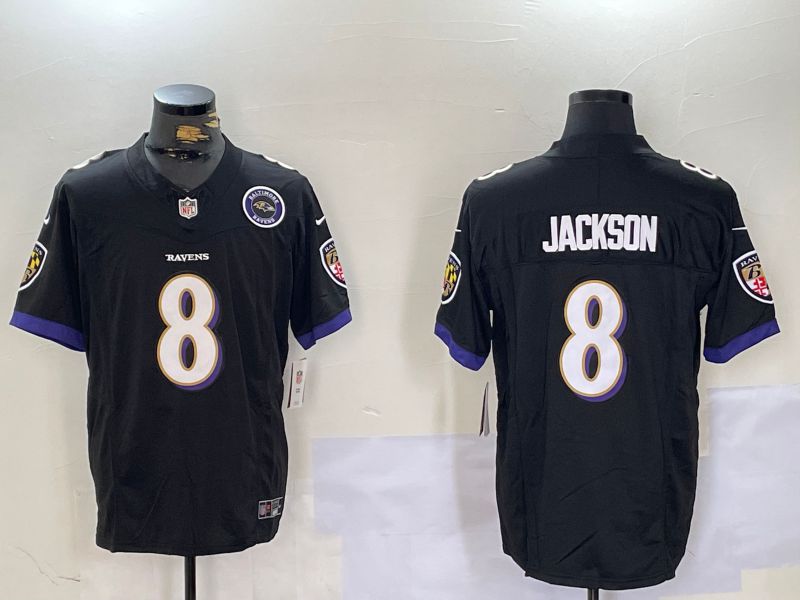 Men Baltimore Ravens #8 Jackson Black Three generations 2024 Nike Vapor Limited NFL Jersey style 2->dallas cowboys->NFL Jersey